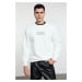 Trendyol White Regular Cut Puffy Text Printed Inside Polar Fleece Sweatshirt