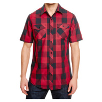 Burnside Pánská košile s krátkým rukávem BU9203 Red - Black -Checked