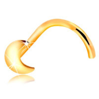 Piercing do nosu ve žlutém zlatě 585 se srpkem měsíce, zahnutý tvar