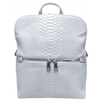 Světle šedý dámský batoh s hadí texturou