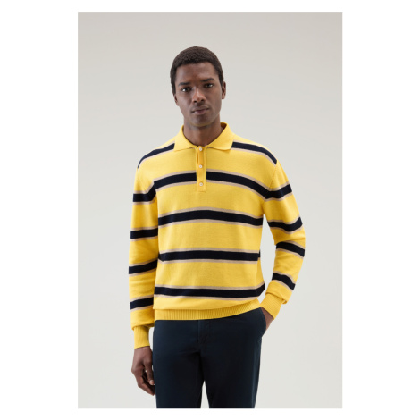 Svetr woolrich striped knitted polo sweater žlutá