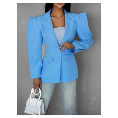 Modré elegantní sako KOMERA s vysokými rameny