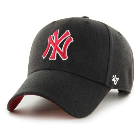 Čepice z vlněné směsi 47brand MLB New York Yankees černá barva, s aplikací 47 Brand