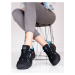 Stylové dámské černé trekingové boty bez podpatku