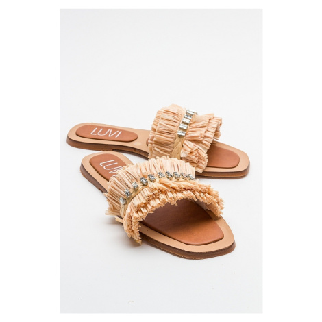 LuviShoes LUPE Women's Beige Slippers with Stones