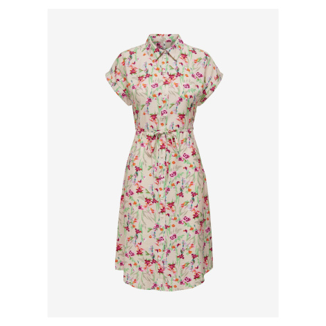Béžové dámské květované košilové šaty JDY Camille - Dámské