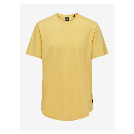 Žluté pánské prodloužené basic tričko ONLY & SONS Matt
