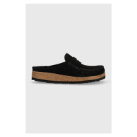 Semišové pantofle Birkenstock NAPLES pánské, černá barva, 1024880