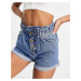 Only Cuba denim shorts with paperbag waist in blue