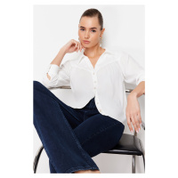 Trendyol Ecru Button Detailed Viscose Fabric Regular Fit Woven Shirt