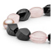 Gaura Pearls Korálkový náramek - růžový křemen, perla a onyx 234-117B Černá 20 cm + 4 cm (prodlo