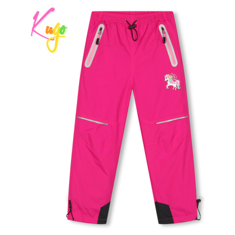 Dívčí šusťákové kalhoty, zateplené - KUGO DK7120, růžová Barva: Růžová