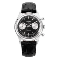 Vulcain Chronograph 70's - Black / Silver - Black Alligator