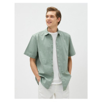 Koton 3sam60002hw 786 Green Men's Cotton Woven Tops Shirts