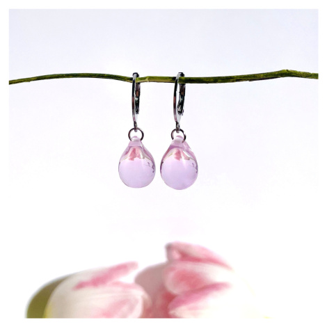 Šperk z pravého českého skla - Náušnice V objetí tulipánů