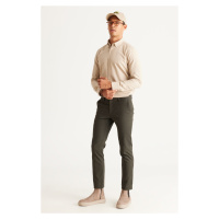 ALTINYILDIZ CLASSICS Men's Green Slim Fit Slim Fit Side Pockets Cotton Flexible Comfortable Dobb