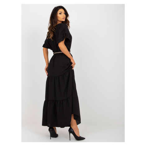 Černá letní sukně s volánem a elastickým pasem Fashionhunters