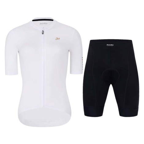 HOLOKOLO Cyklistický krátký dres a krátké kalhoty - VICTORIOUS GOLD LADY - černá/bílá