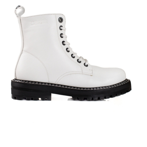 Dámské kotníčkové boty na plochém podpatku KK274539 Bílá s černou - BIG STAR