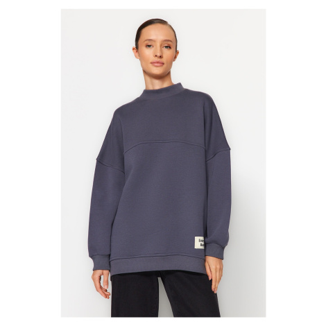 Trendyol Anthracite Oversize Knitted Sweatshirt with Pillow