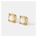 JAY Náušnice s perlou a zirkony Yanna, stříbrné zapínání JAY-0067-WE1590 Zlatá