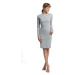 LA060 Žebrované úpletové šaty s otevřenými zády - světle šedé