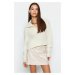 Trendyol Beige Faux Leather Mini Woven Skirt