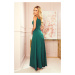 Elegantní maxi šaty na ramínka Numoco CHIARA - zelené