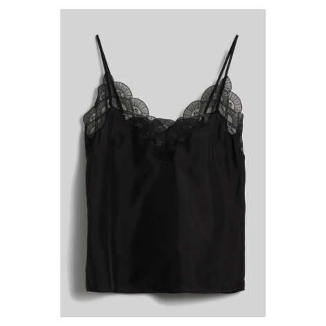 Halenka karl lagerfeld fan lace silk camisole černá