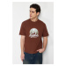 Trendyol Brown Relaxed/Casual-Fit Scenery-Text Printed 100% Cotton T-Shirt