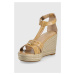 Kožené sandály Lauren Ralph Lauren Hale dámské, béžová barva, na klínku