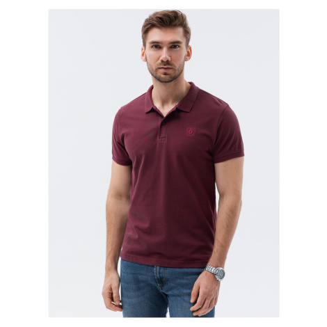 Vínové pánské polo tričko bez potisku Ombre Clothing S1374 basic