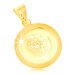 Přívěsek ve žlutém 14K zlatě, kruhová známka s Pannou Marií