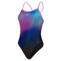 Speedo placement digital turnback one piece black/kiki pink/picton