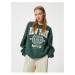 Koton Oversize Sweatshirt College Printed Crew Neck Long Sleeve