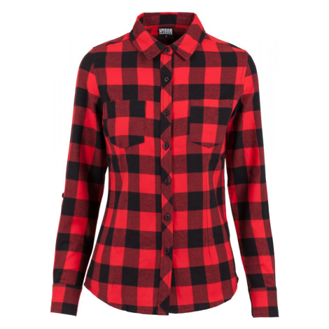 Ladies Turnup Checked Flanell Shirt - blk/red Urban Classics