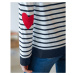 Pruhované tričko s nášivkami srdcí na loktech, bio bavlna