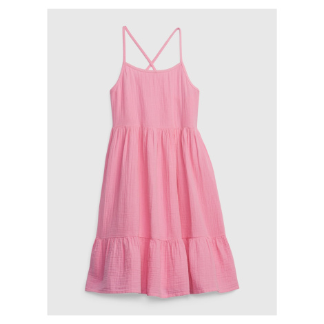 Růžové holčičí letní šaty s volánem GAP