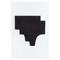 H & M - Kalhotky Medium Shape Thong 2 kusy - černá
