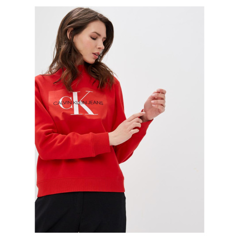 Calvin Klein dámská červená mikina Monogram | Modio.cz