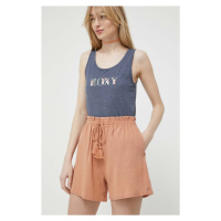 Bavlněné šortky Roxy oranžová barva, hladké, high waist