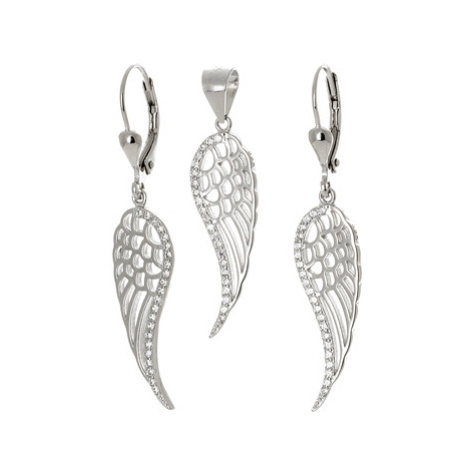Stříbrná souprava andělská křídla s čirými zirkony STRS0332F Ego Fashion