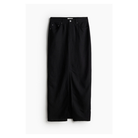 H & M - Dlouhá sukně z lněné směsi - černá H&M