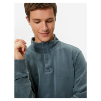Koton Washed Sweatshirt High Neck Button Detailed Cotton