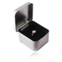 Plechová dárková krabička na šperk - stříbrná barva, saténový povrch