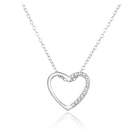 Beneto Romantický stříbrný náhrdelník se zirkony AGS1109/47L (řetízek, přívěsek)