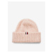 Světle růžová dámská žebrovaná čepice s příměsí vlny z alpaky Tommy Hilfiger Effortless Beanie