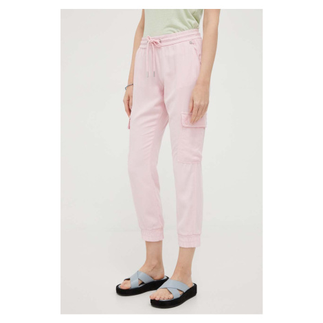 Kalhoty Rich & Royal dámské, růžová barva, kapsáče, medium waist