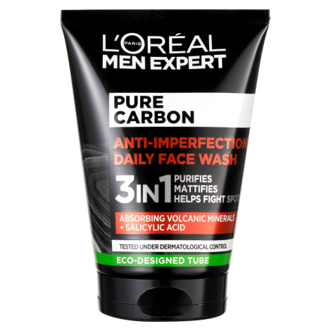 L'Oréal Paris Pure Carbon 3v1 čisticí gel proti nedokonalostem pleti 100 ml