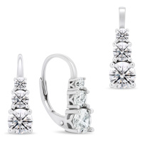 Brilio Silver Elegantní stříbrný set šperků se zirkony SET221W (náušnice, přívěsek)